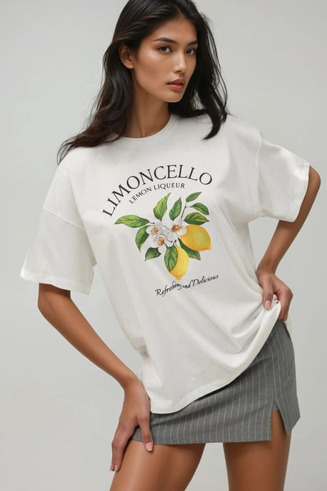100% Bomull Oversized Tryckt Crew Neck T-shirt - Image 3