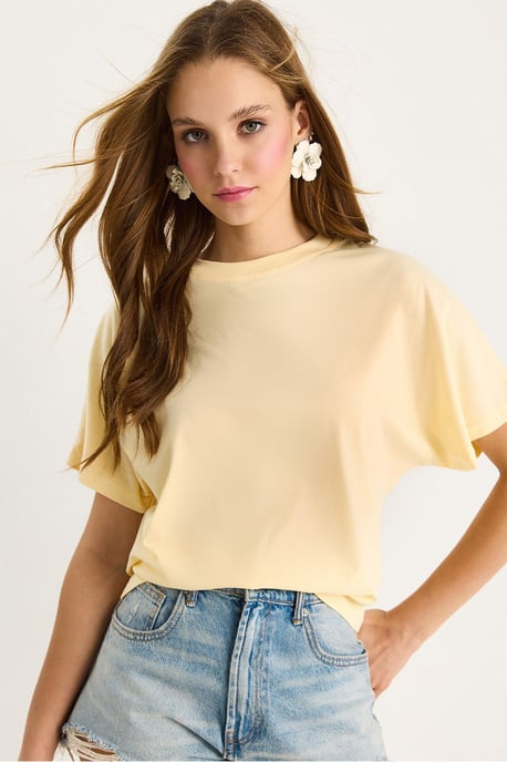 Bomulls T-shirt med Rund Halsringning - Image 1