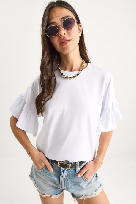 Rimpel Detail Crew Neck T-Shirt - Image 2