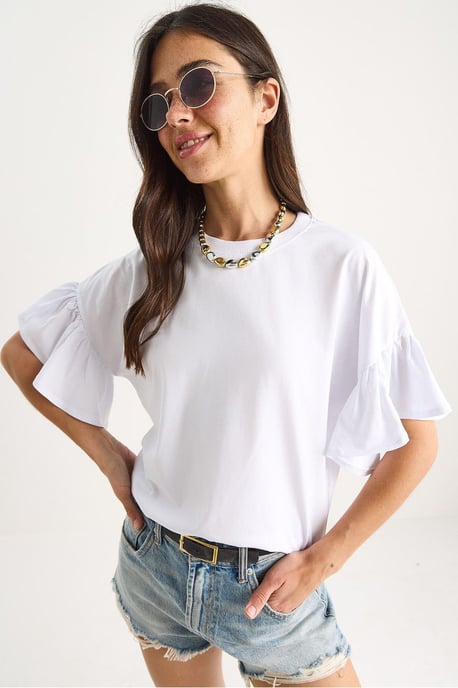 Rimpel Detail Crew Neck T-Shirt - Image 3