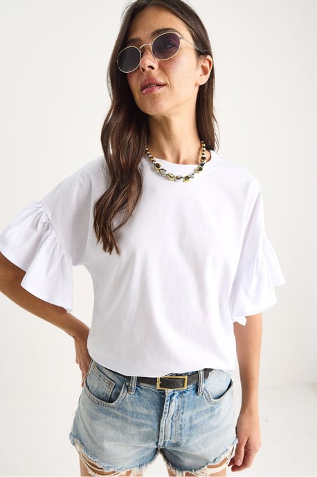 Rimpel Detail Crew Neck T-Shirt - Image 4