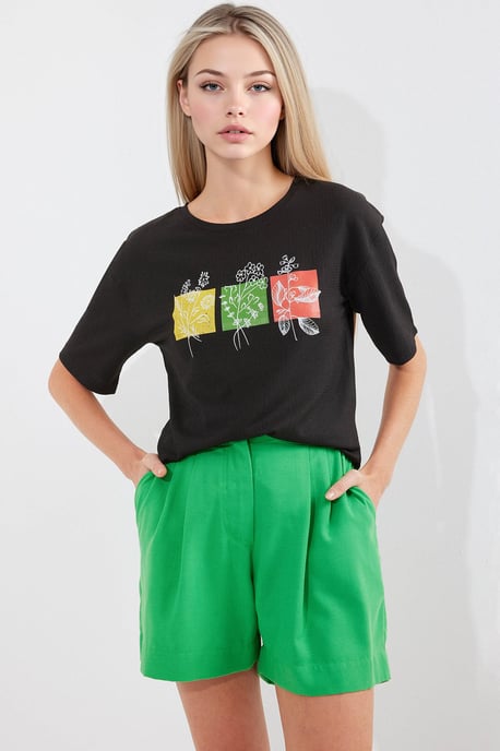 Tryckt T-shirt med rund hals - Image 3