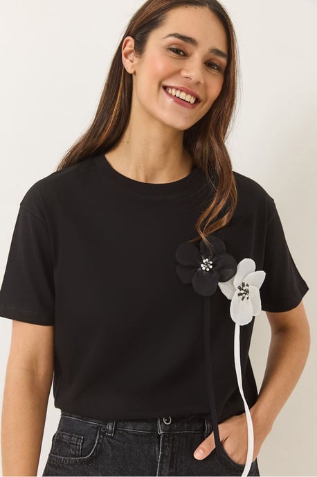 Bloemenprint T-shirt met Korte Mouwen - Image 1