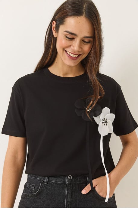 Bloemenprint T-shirt met Korte Mouwen - Image 2