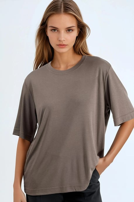 Overmaatse Coltrui Geribbelde T-Shirt - Image 1