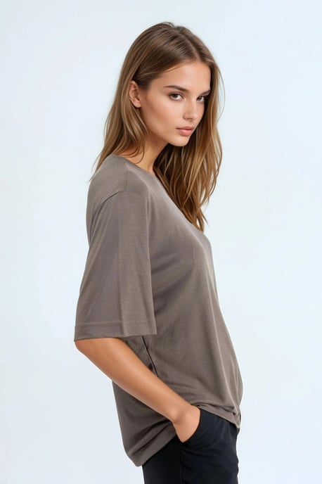 Overmaatse Coltrui Geribbelde T-Shirt - Image 2