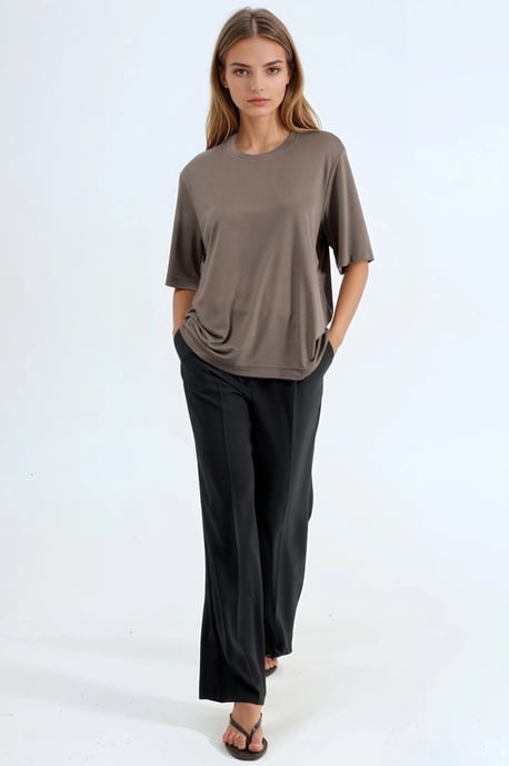 Overmaatse Coltrui Geribbelde T-Shirt - Image 3