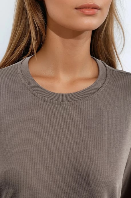 Overmaatse Coltrui Geribbelde T-Shirt - Image 4