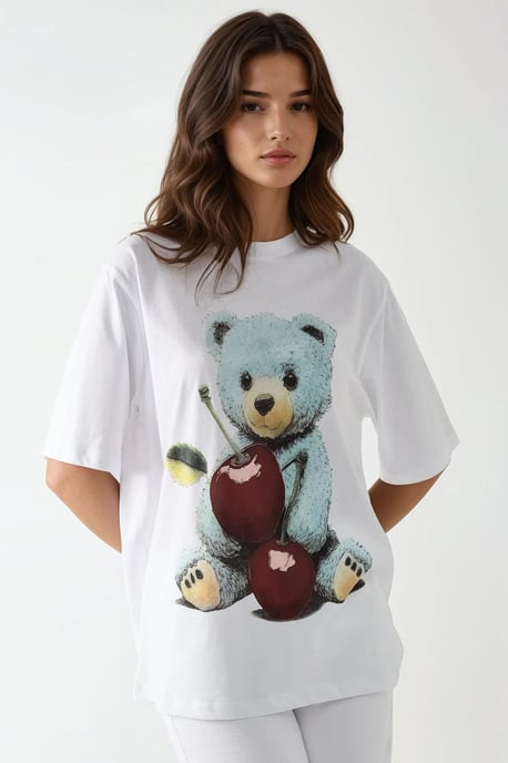 Överdimensionerad T-shirt med crewneck och tryck - Image 1