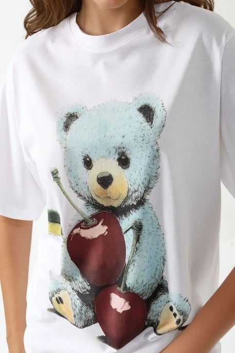 Överdimensionerad T-shirt med crewneck och tryck - Image 4
