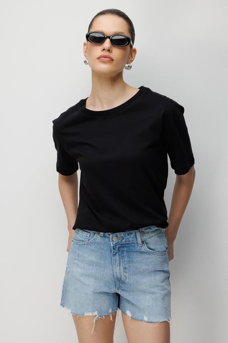 Överdimensionerad Ribbad Crew Neck T-shirt - Image 4