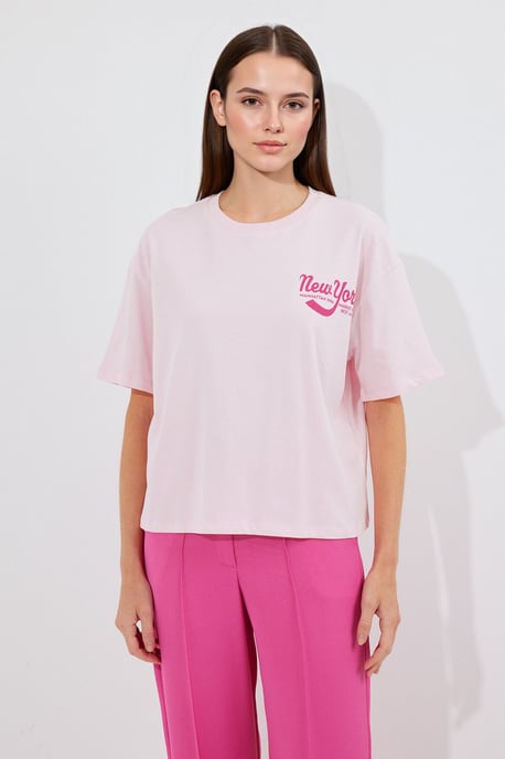 Gedrukt Crew Neck Loose Fit T-Shirt - Image 1
