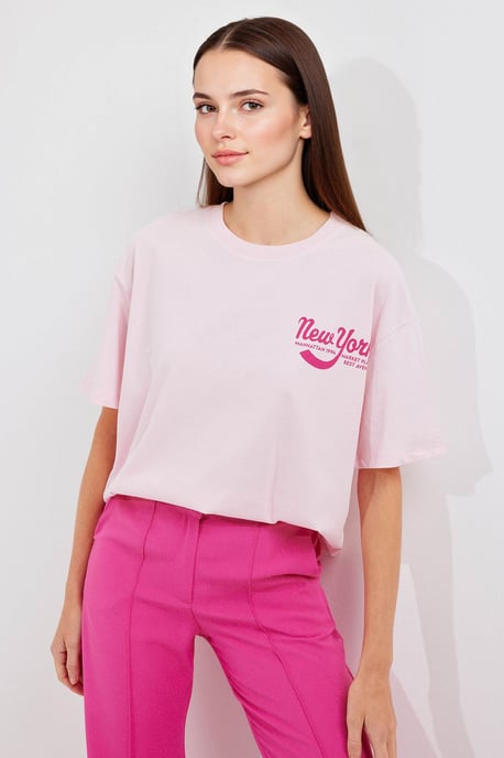 Gedrukt Crew Neck Loose Fit T-Shirt - Image 3