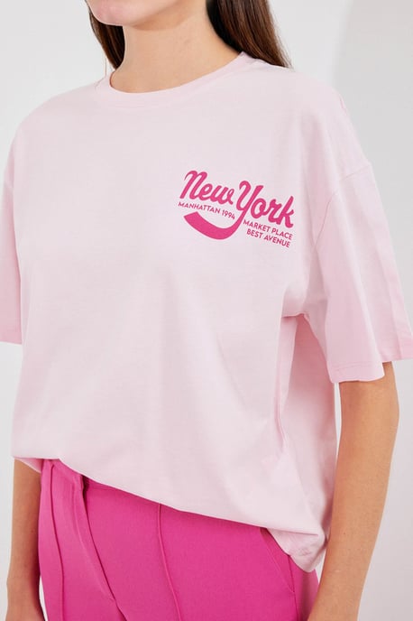 Gedrukt Crew Neck Loose Fit T-Shirt - Image 4
