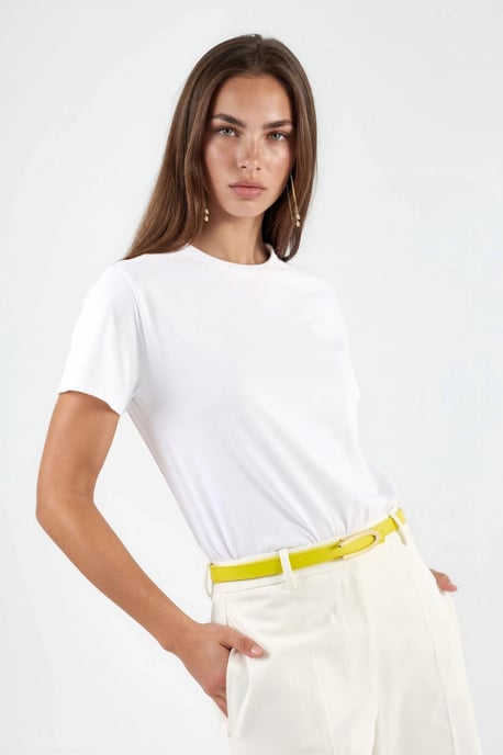 Effen Crew Neck Katoenen T-Shirt - Image 1