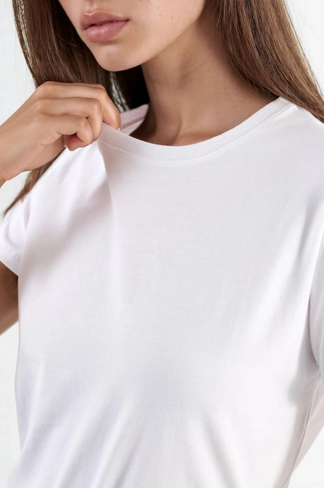 Effen Crew Neck Katoenen T-Shirt - Image 6