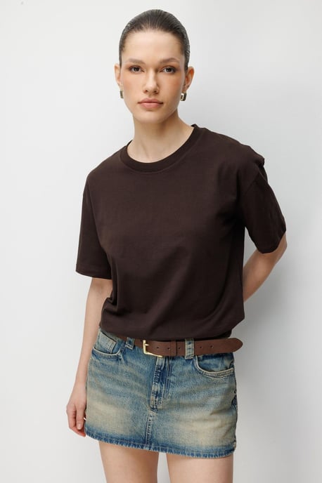 Oversized Ribbad Crew Neck T-shirt - Image 1