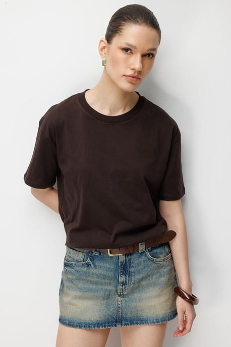Oversized Ribbad Crew Neck T-shirt - Image 2