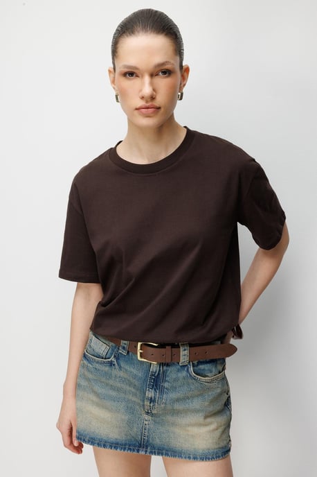 Oversized Ribbad Crew Neck T-shirt - Image 3