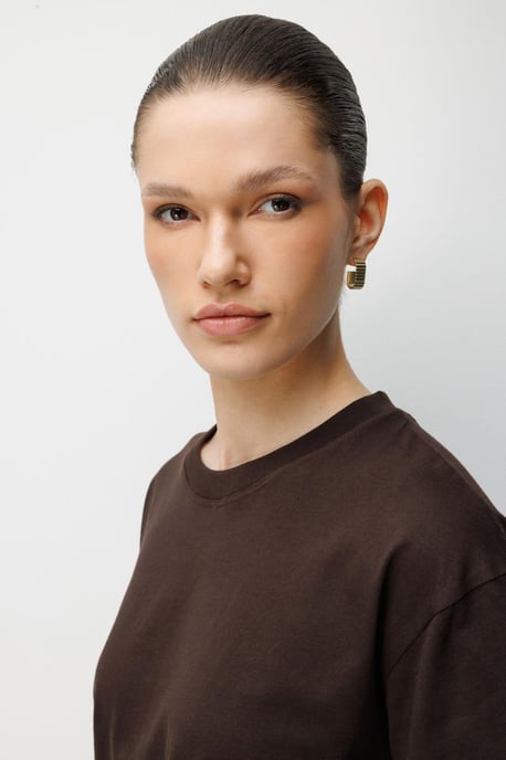 Oversized Ribbad Crew Neck T-shirt - Image 5