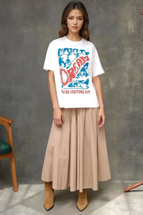 100% Bomull Oversized Tryckt Crew Neck T-shirt - Image 5