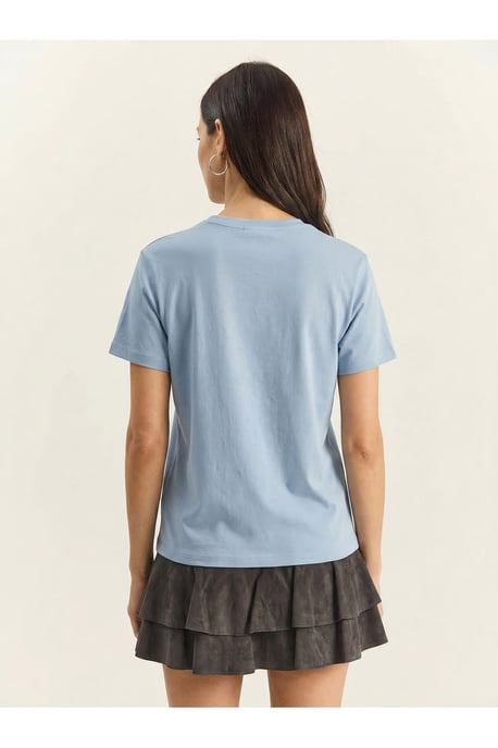 Broderad Rundhalsad T-shirt i Bomull - Image 4