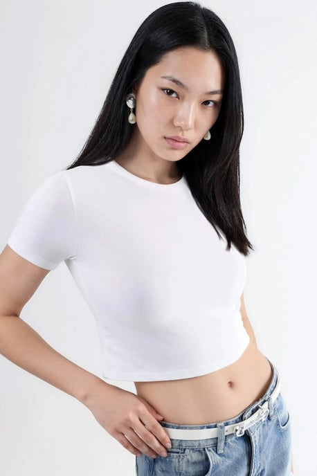Crew Neck Crop T-shirt - Image 2