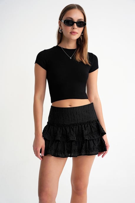 Fitted Crop Knitted T-Shirt - Image 2