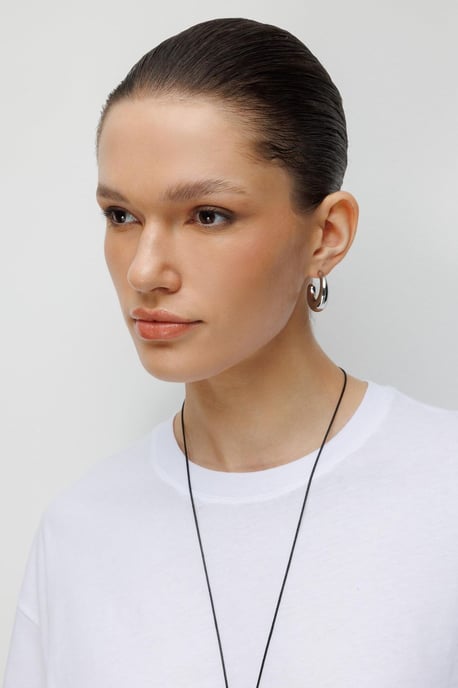 Oversized Crew Neck Plain T-Shirt with Slit - Image 5
