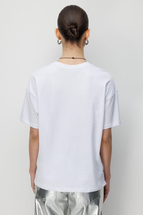 Oversized Crew Neck Plain T-Shirt with Slit - Image 6
