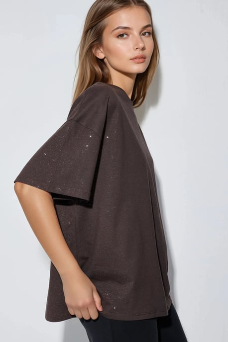 Pailletten Crew Neck Korte Mouwen T-shirt - Image 2