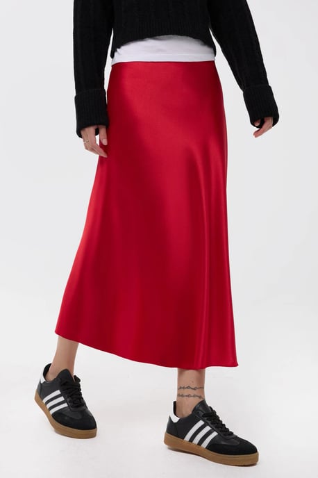 High-Waist Satin Midi Skirt - Image 2