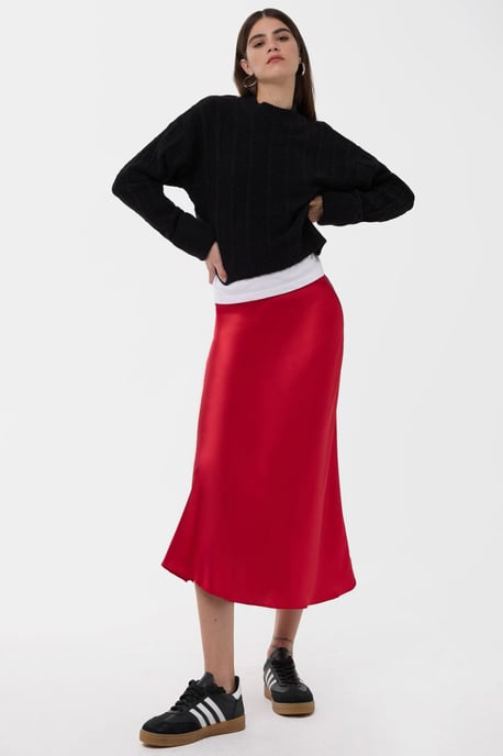 High-Waist Satin Midi Skirt - Image 3