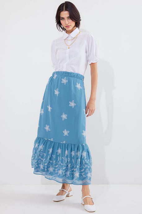 Floral Print Maxi Skirt - Image 1