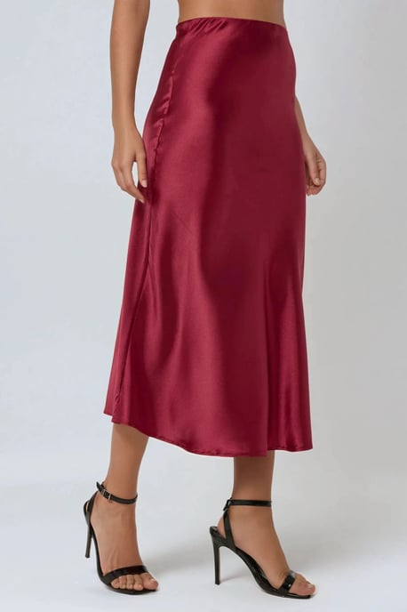 Hoge Taille Satijnen Midi Rok - Image 1