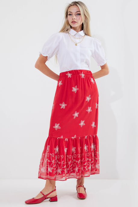 Floral Print Maxi Skirt - Image 1