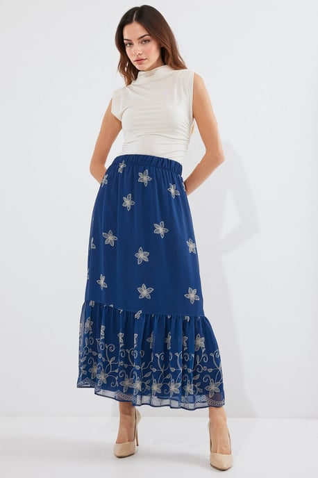 Floral Print Maxi Skirt - Image 1