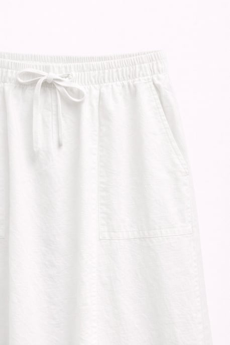 Hoge Taille Poplin Rok met Touwtje Detail - Image 2
