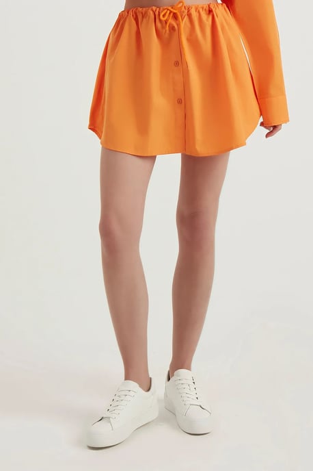 Hoge Taille Korte Rok met Touwtrek en Knopen - Image 2