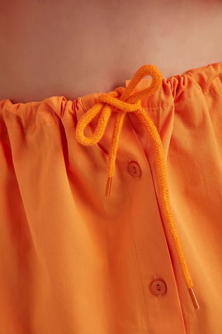 Hoge Taille Korte Rok met Touwtrek en Knopen - Image 4