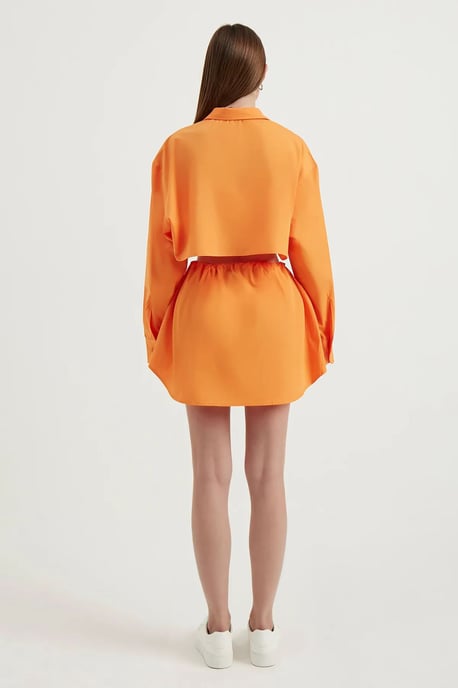 Hoge Taille Korte Rok met Touwtrek en Knopen - Image 5
