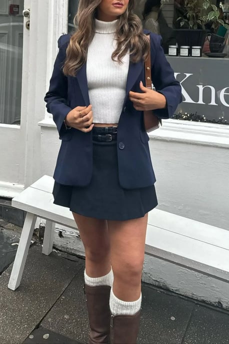 Hoge taille geplooide mini rok met een riem - Image 1