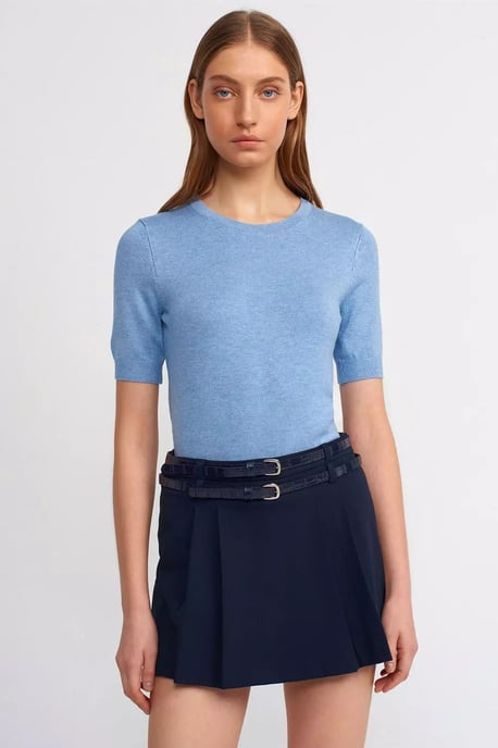 Hoge taille geplooide mini rok met een riem - Image 5