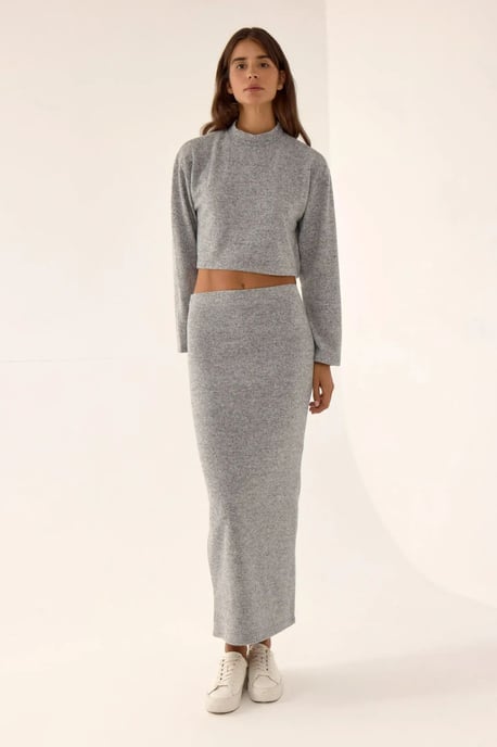 Låg midja stickad bodycon maxikjol - Image 1