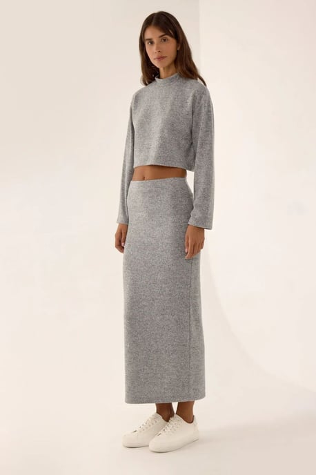 Låg midja stickad bodycon maxikjol - Image 3