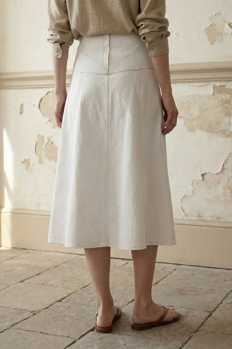 High Waist A-Line Midi Skirt with Pockets - Image 4
