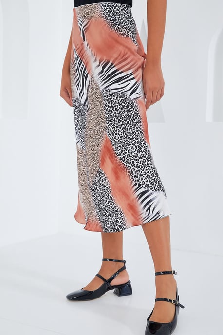 Satin A-Lijn Elastische Taille Midi Rok - Image 4