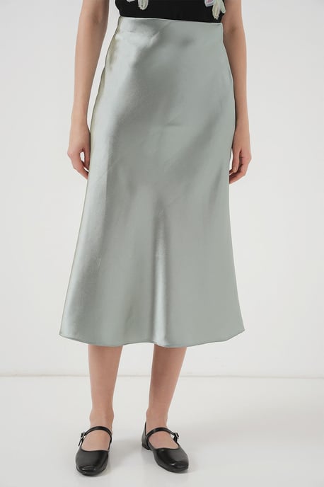 Satijnen A-Lijn Midi Rok met Elastische Taille - Image 2