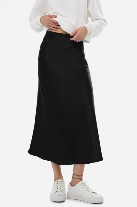 Hög midja satin midi kjol - Image 4