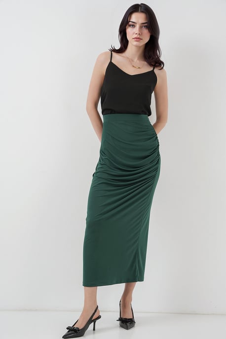 Aangesloten Midi Jersey Rok met Voering - Image 3